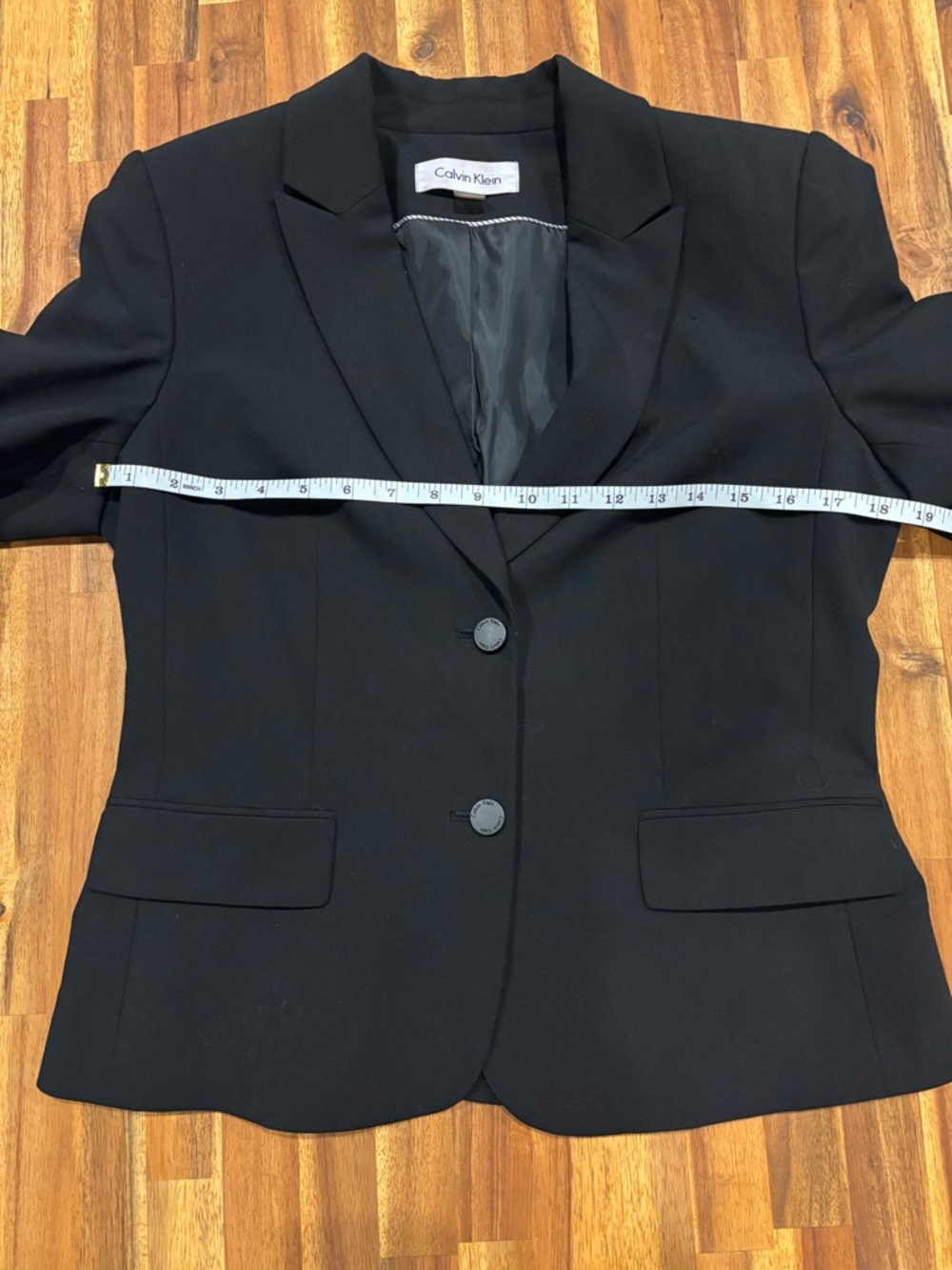 Calvin Klein Black Two-Button Tailored Blazer Career Jacket Women’s 8 - Picture 11 of 13